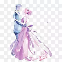 婚礼邀请函水彩画手绘男男女女-空若网 婚礼邀请函水彩画手绘男男女女-空若网