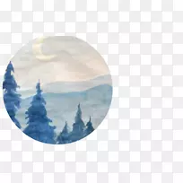 天空-水彩画冬季-空若网 天空-水彩画冬季-空若网