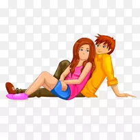 插画-悠闲的情侣-空若网 插画-悠闲的情侣-空若网