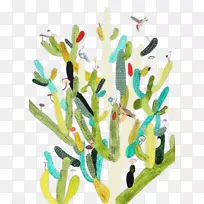绘画抽象艺术插图彩色仙人掌-空若网 绘画抽象艺术插图彩色仙人掌-空若网