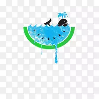 画西瓜水彩画夏画-黑鲸-空若网 画西瓜水彩画夏画-黑鲸-空若网