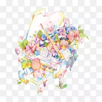花艺水彩画钢琴钢琴-空若网 花艺水彩画钢琴钢琴-空若网