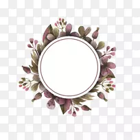 叶水彩画-紫色鲜花边缘纹理-空若网 叶水彩画-紫色鲜花边缘纹理-空若网