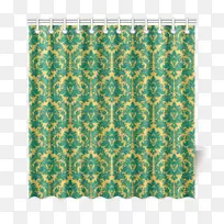 绿色长方形-黄色窗帘-空若网 绿色长方形-黄色窗帘-空若网