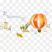 卡通气球水彩画插图.彩色卡通热气球-空若网 卡通气球水彩画插图.彩色卡通热气球-空若网