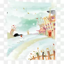 雪冬水彩画.紫雪水彩冬季材料-空若网 雪冬水彩画.紫雪水彩冬季材料-空若网