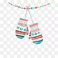 圣诞卡水彩画新年插图-手套-空若网 圣诞卡水彩画新年插图-手套-空若网