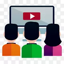 电视图标-卡通家庭成员坐在一起看电视-空若网 电视图标-卡通家庭成员坐在一起看电视-空若网