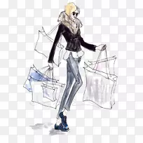 画时尚购物插画-购物女人-空若网 画时尚购物插画-购物女人-空若网