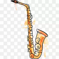 萨克斯管乐器水彩画喇叭画作图乐器-空若网 萨克斯管乐器水彩画喇叭画作图乐器-空若网