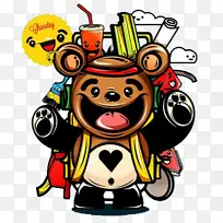 大熊猫熊t恤上衣携带着许多东西熊和黄色的太阳。-空若网 大熊猫熊t恤上衣携带着许多东西熊和黄色的太阳。-空若网