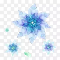 水彩画蓝色插图-蓝色雪花-空若网 水彩画蓝色插图-蓝色雪花-空若网