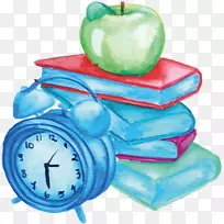 水彩画.水彩书闹钟-空若网 水彩画.水彩书闹钟-空若网