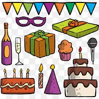 生日蛋糕剪贴画-生日礼物盒并拔旗-空若网 生日蛋糕剪贴画-生日礼物盒并拔旗-空若网