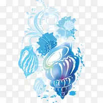 Adobe插画海报插图-蓝色卡通海螺图片-空若网 Adobe插画海报插图-蓝色卡通海螺图片-空若网