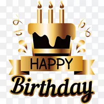 生日祝福女友爱贺卡-金色生日蛋糕海报-空若网 生日祝福女友爱贺卡-金色生日蛋糕海报-空若网