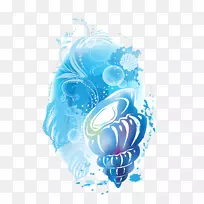 Adobe插画-蓝色海螺下载-空若网 Adobe插画-蓝色海螺下载-空若网