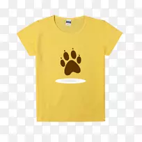 t恤猫夹艺术猫脚印黄色半袖子-空若网 t恤猫夹艺术猫脚印黄色半袖子-空若网
