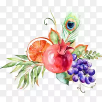 花卉设计水彩画石榴花水彩花饰-空若网 花卉设计水彩画石榴花水彩花饰-空若网