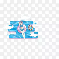 平面设计插图.水上游泳-空若网 平面设计插图.水上游泳-空若网