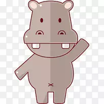 河马画-卡通手绘可爱河马-空若网 河马画-卡通手绘可爱河马-空若网