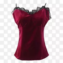 天鹅绒紧身胸衣上衣花边无袖衬衫-空若网 天鹅绒紧身胸衣上衣花边无袖衬衫-空若网