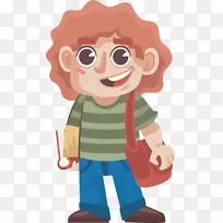 卡通插画-卷曲卡通男孩-空若网 卡通插画-卷曲卡通男孩-空若网