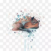 水彩画插图.水彩鹿-空若网 水彩画插图.水彩鹿-空若网