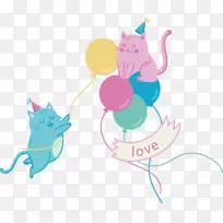 猫生日插画-两车肥猫-空若网 猫生日插画-两车肥猫-空若网