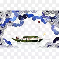 剪纸水彩画插图.装饰画船-空若网 剪纸水彩画插图.装饰画船-空若网
