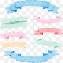水彩画彩带旗帜-绘画与获取-空若网 水彩画彩带旗帜-绘画与获取-空若网