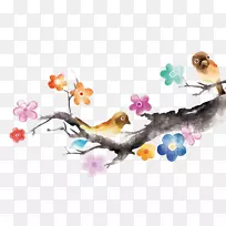 水彩画淘宝水彩画-水彩鸟枝-空若网 水彩画淘宝水彩画-水彩鸟枝-空若网