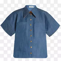 连衣裙衬衫斜纹牛仔布套筒衬衫-空若网 连衣裙衬衫斜纹牛仔布套筒衬衫-空若网