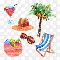 水彩画旅行图例.夏季旅行主题-空若网 水彩画旅行图例.夏季旅行主题-空若网