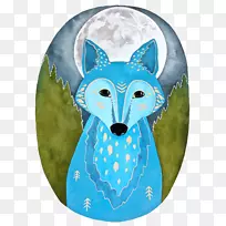 灰狼水彩画狐狸插图-蓝色狐狸-空若网 灰狼水彩画狐狸插图-蓝色狐狸-空若网