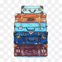 旅行水彩画手提箱-手提箱-空若网 旅行水彩画手提箱-手提箱-空若网