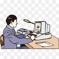 绘图动画电脑.手绘卡通人坐在椅子上玩电脑-空若网 绘图动画电脑.手绘卡通人坐在椅子上玩电脑-空若网