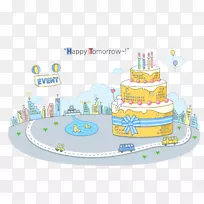 生日蛋糕摄影插图-未来城市-空若网 生日蛋糕摄影插图-未来城市-空若网