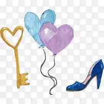 水彩心脏气球-空若网 水彩心脏气球-空若网