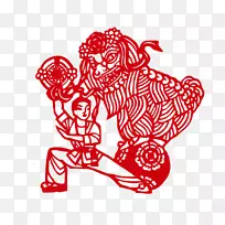 舞狮剪纸-剪纸狮子创意人-空若网 舞狮剪纸-剪纸狮子创意人-空若网