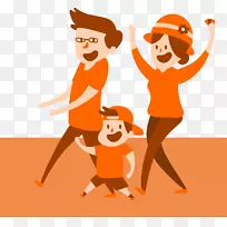 卡通插图-橙色家庭-空若网 卡通插图-橙色家庭-空若网