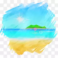 水彩画.水彩画岛屿景观-空若网 水彩画.水彩画岛屿景观-空若网