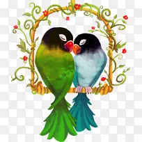 玫瑰色爱情鸟真鹦鹉水彩画爱情鸟手绘-空若网 玫瑰色爱情鸟真鹦鹉水彩画爱情鸟手绘-空若网