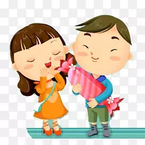 卡通爱情高清电视壁纸-小情侣送糖-空若网 卡通爱情高清电视壁纸-小情侣送糖-空若网