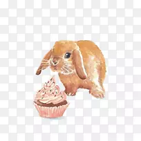 水彩画卡通插画-卡通兔子蛋糕-空若网 水彩画卡通插画-卡通兔子蛋糕-空若网