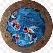 塑料生物餐具.水彩锦鲤-空若网 塑料生物餐具.水彩锦鲤-空若网