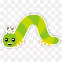 昆虫卡通蜜蜂插图-绿虫-空若网 昆虫卡通蜜蜂插图-绿虫-空若网