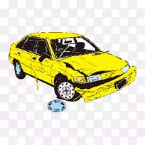 卡通画黄色垃圾车-空若网 卡通画黄色垃圾车-空若网