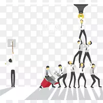 团队合作商务会议营销-多个人一起工作,安装灯泡。-空若网 团队合作商务会议营销-多个人一起工作,安装灯泡。-空若网