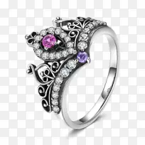 紫水晶红宝石婚戒银紫红宝石-空若网 紫水晶红宝石婚戒银紫红宝石-空若网